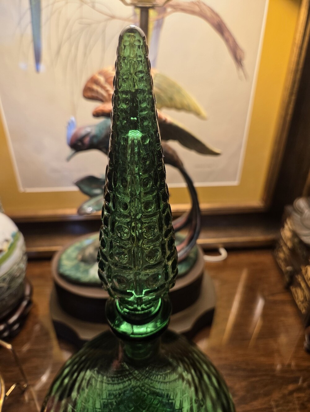 Empoli Green Diamond Point Squat Genie Decanter - Picture 2 of 9